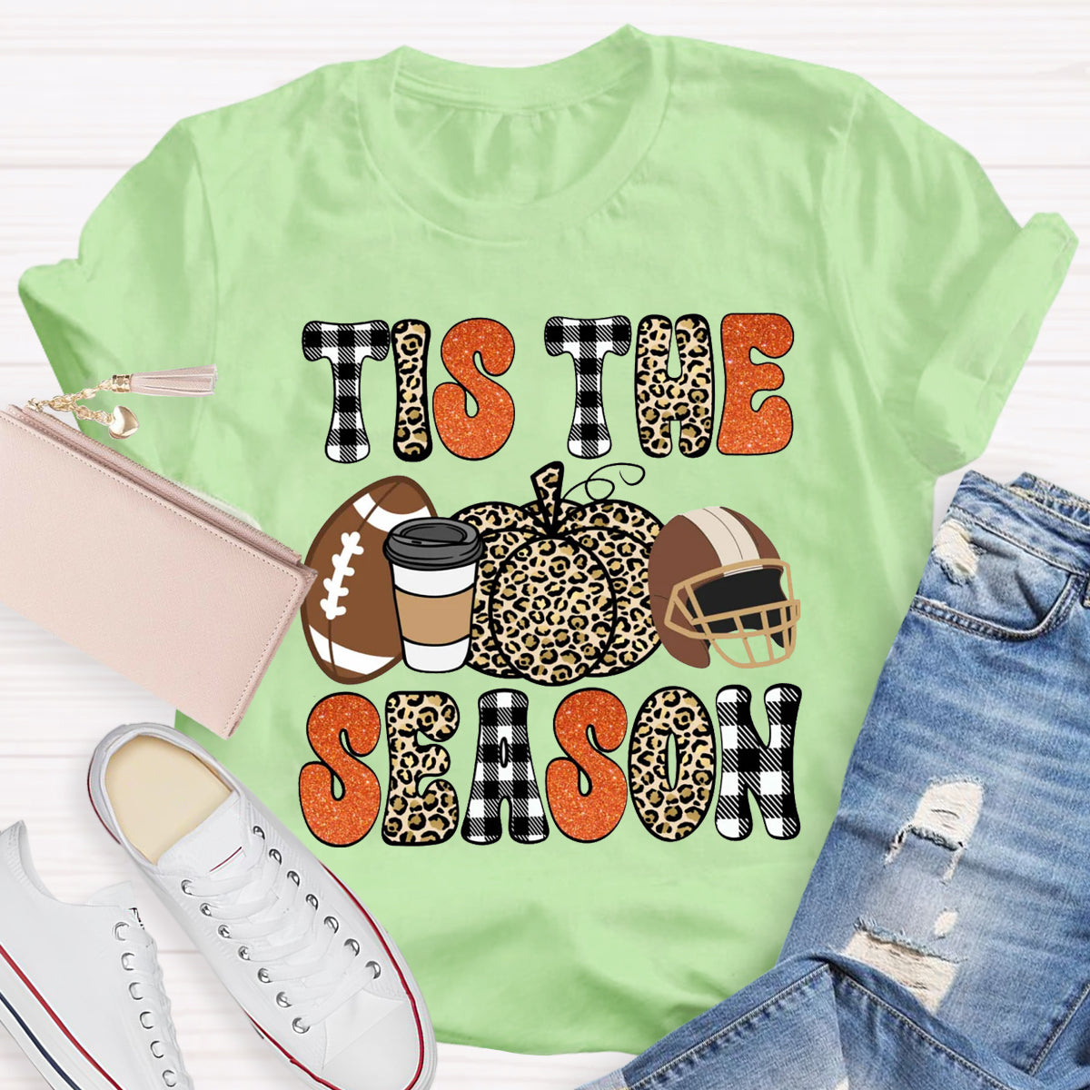 Tis The Season Game Day  Pumpkin Teacher T-Shirt