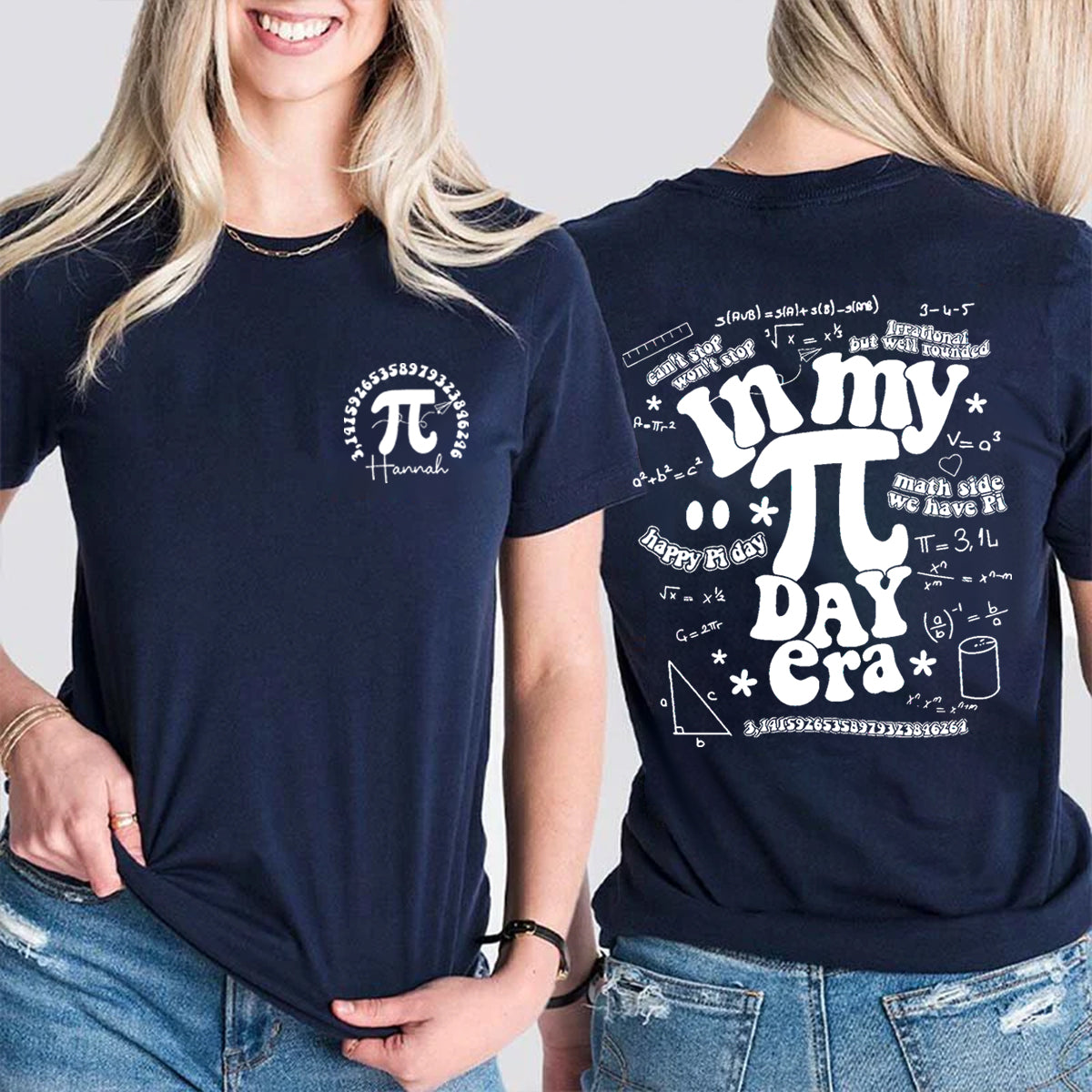 Personalized Name In My Pi Day Era Double Printed T-shirt