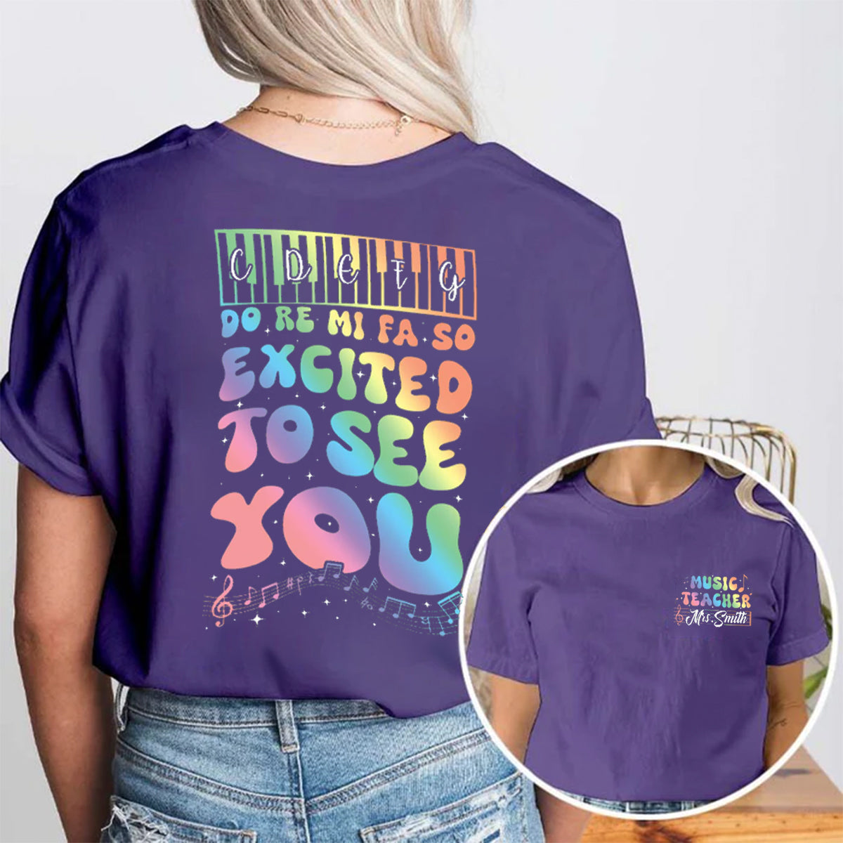 Personalized Name Excited To See You Double Printed T-shirt