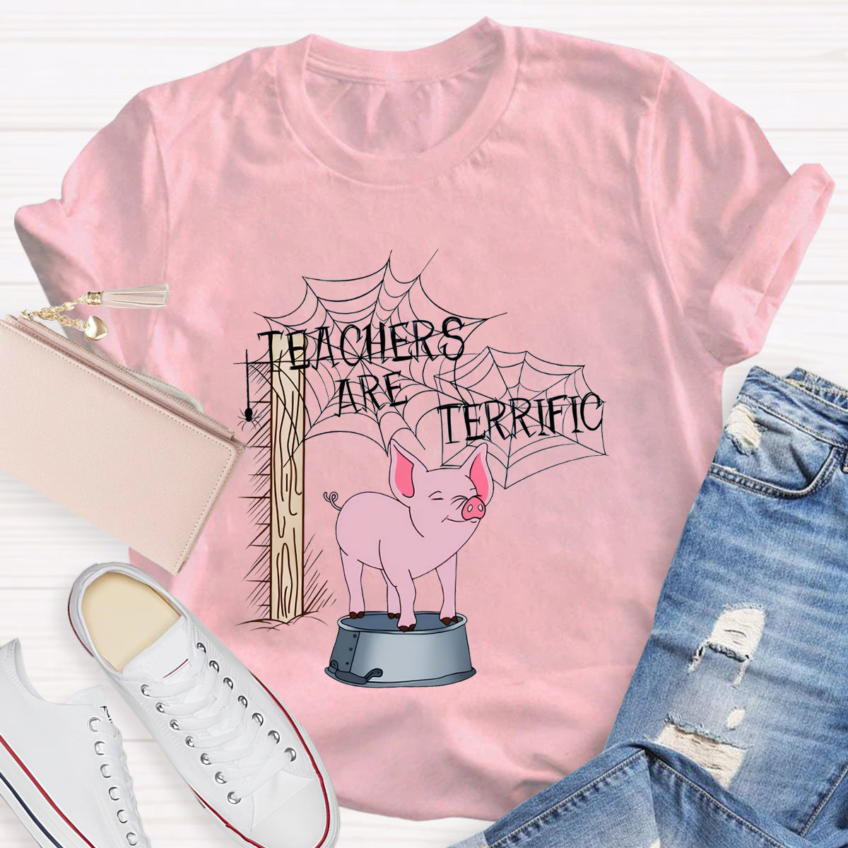 Pink Pig Teacher Are Terrific T-Shirt