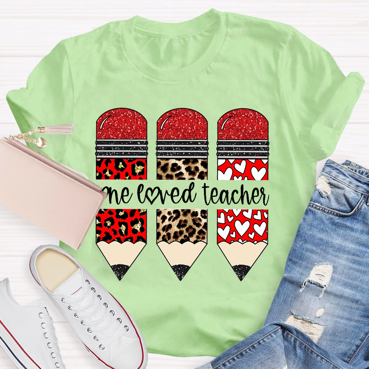 One Loved Teacher Red Pencil T-Shirt