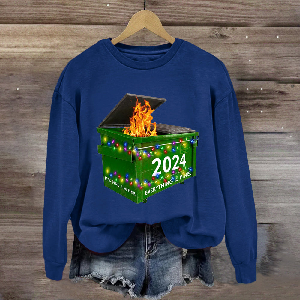 Everything Is Fine Funny Dumpster Fine Christmas Sweatshirt