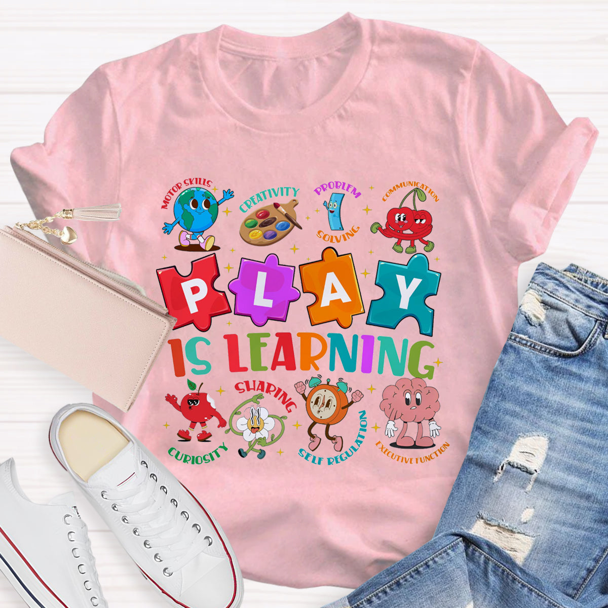 Play Is Learning Sloving Problem Teacher T-Shirt