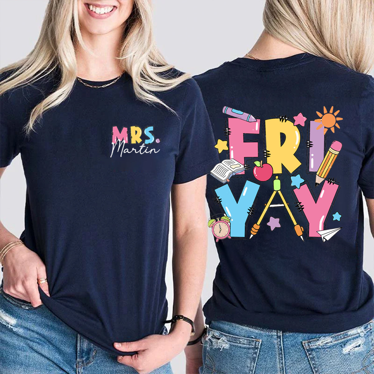 Personalized Name Friyay Double Printed T-shirt