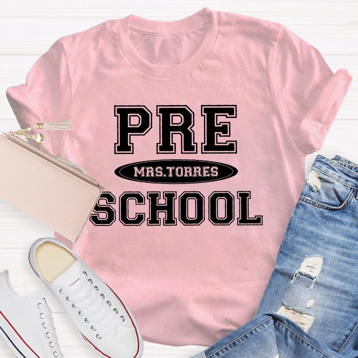 Personalized Preschool Teacher Name T-Shirt