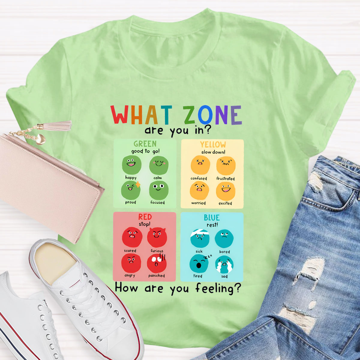 What Zone Are You In Mental Health Therapy Teacher T-Shirt