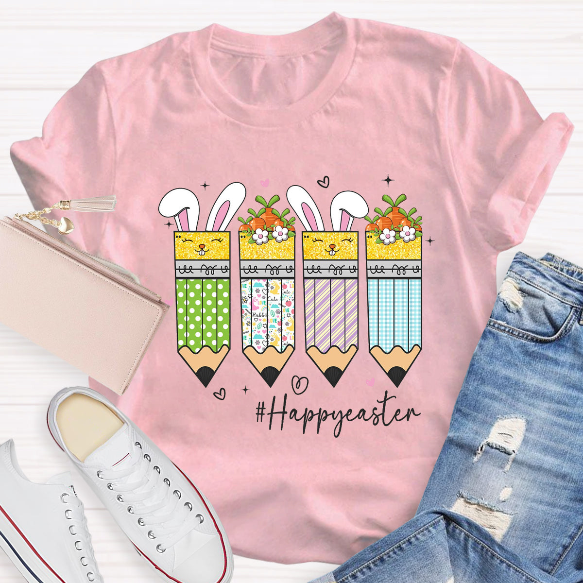 Happy Easter Pencil Teacher T-Shirt