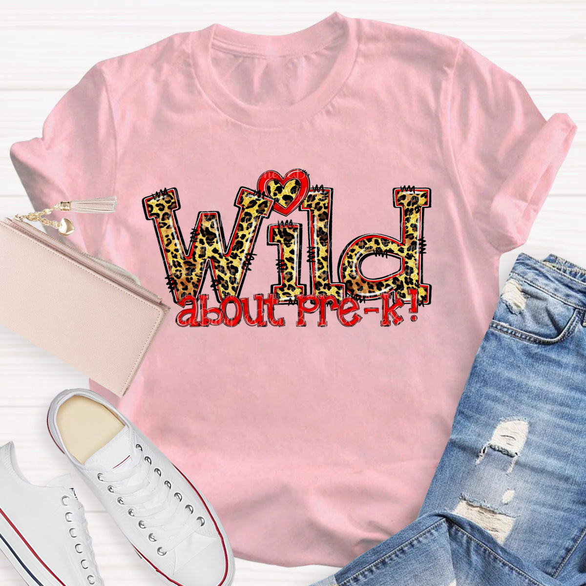 Wild About Pre-K Red Heart T-Shirt