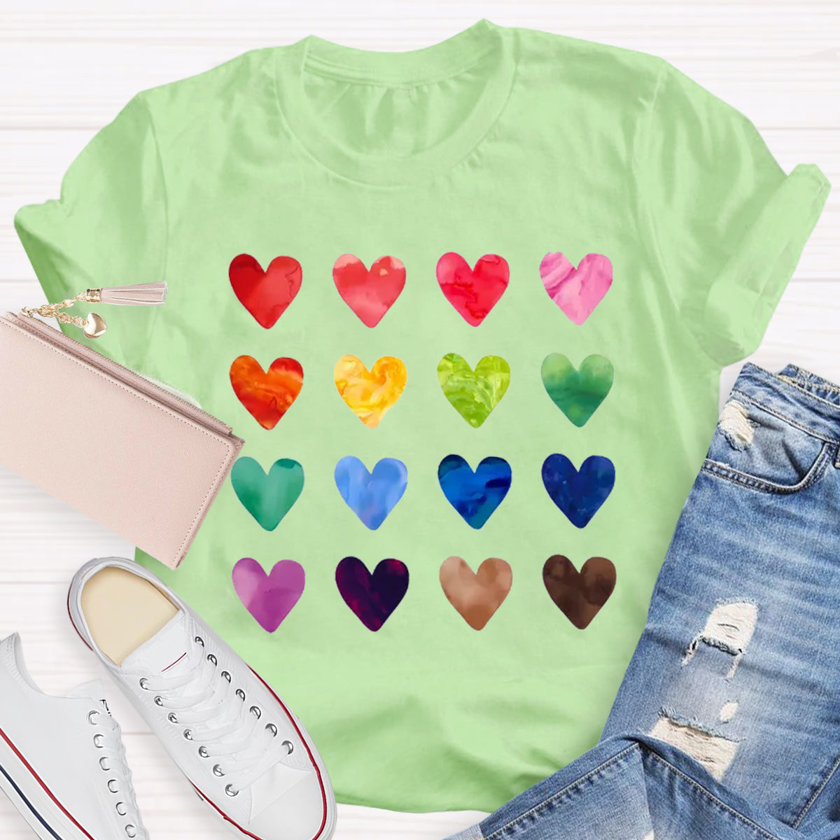 Colorful Love Combination Teacher T-Shirt