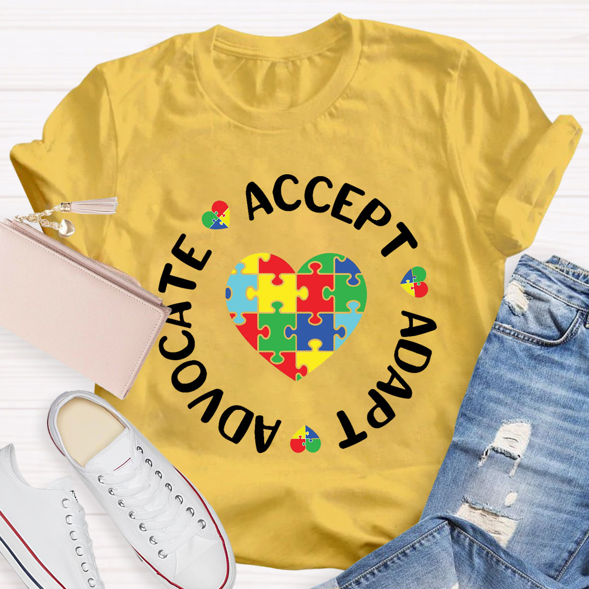 Accept Adapt Advocate Heart Special Education Teacher T-Shirt