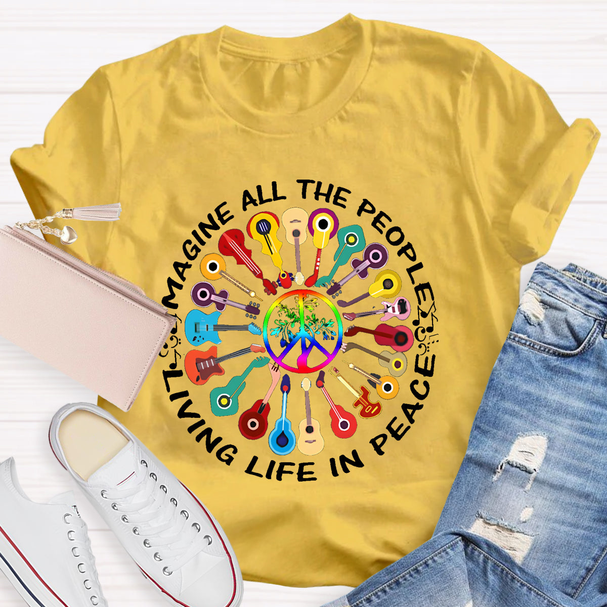 Imagine All The People Living Life In Peace T-Shirt