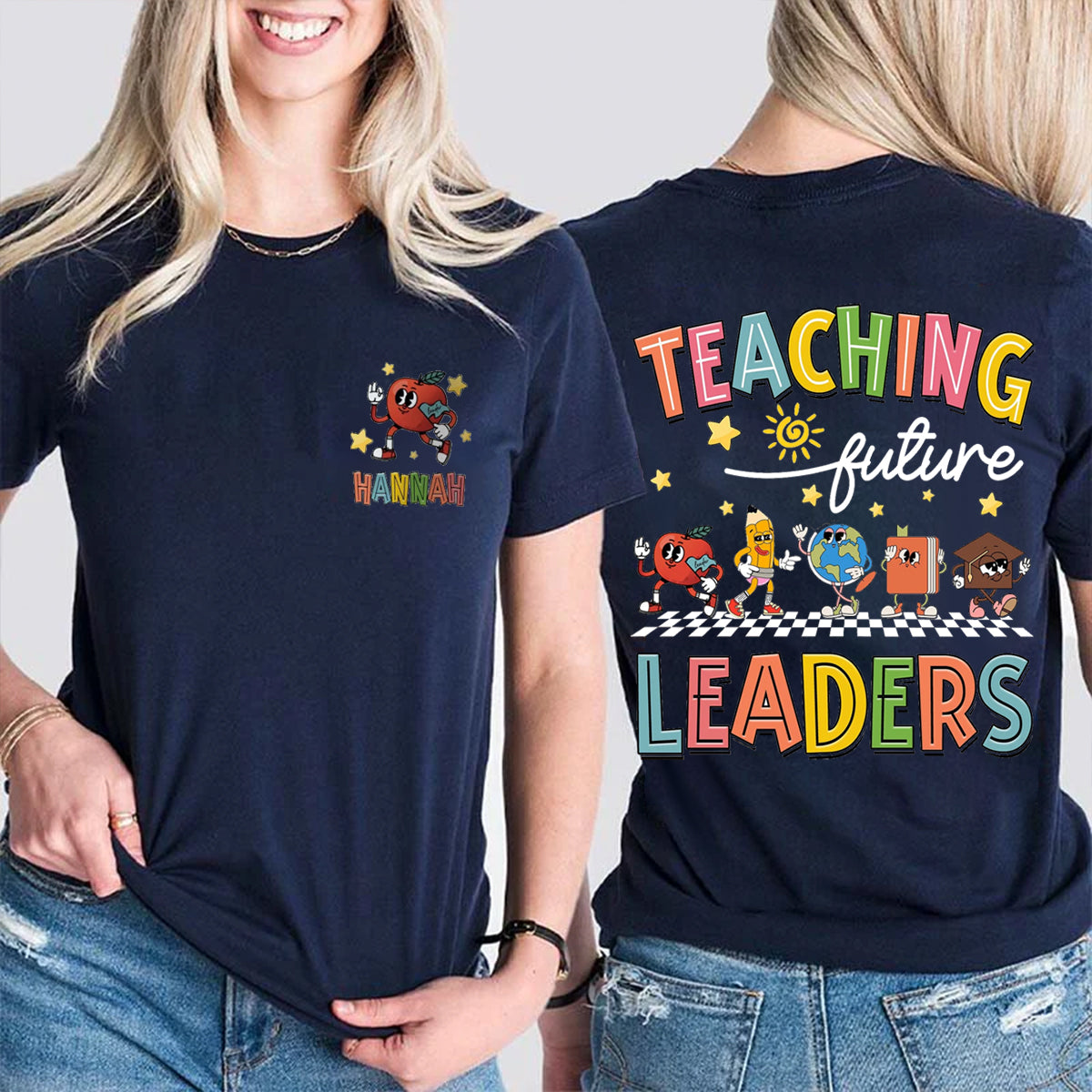 Personalized Name Teaching Future Leaders Double Printed T-shirt