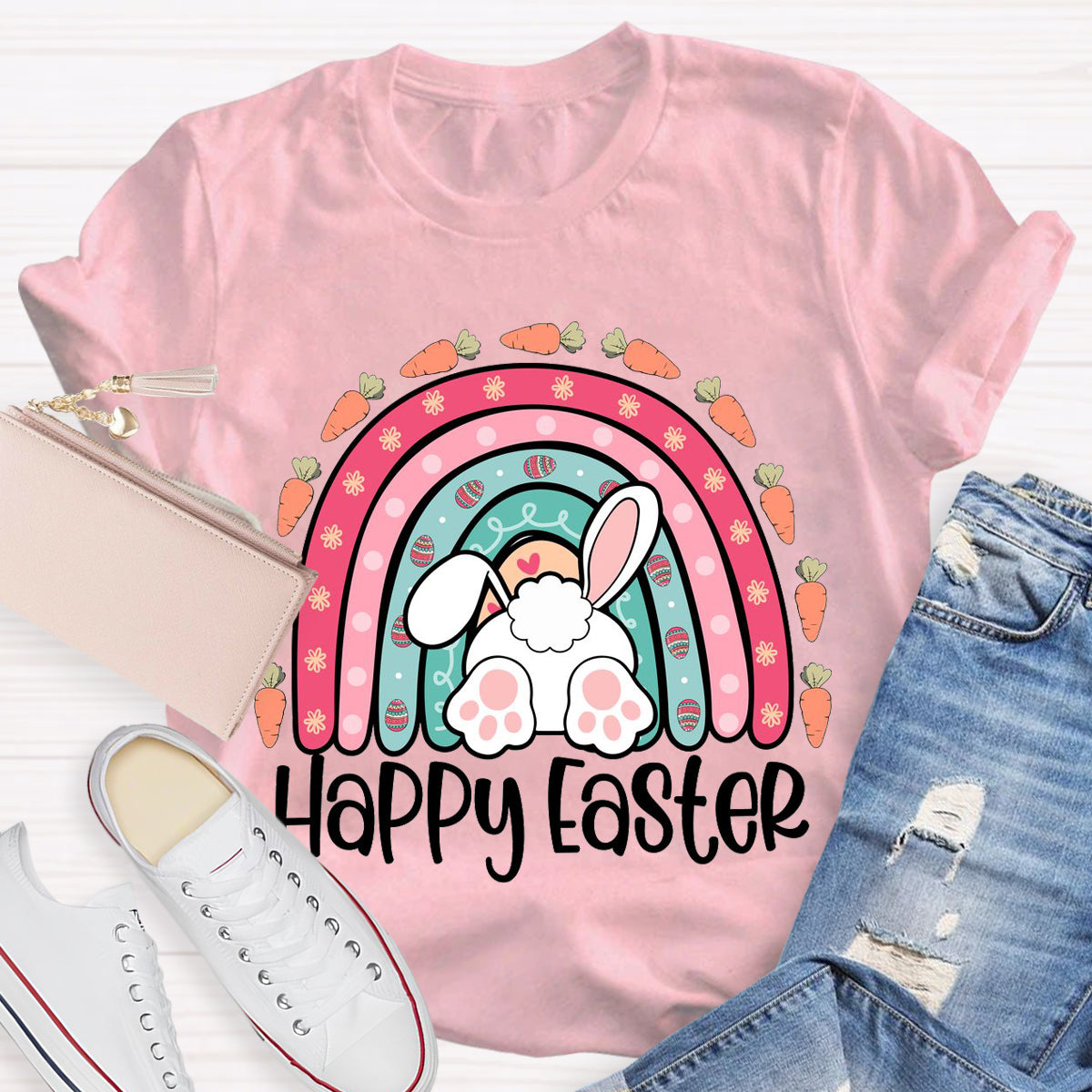 Happy Easter Carrot Rainbow T-Shirt