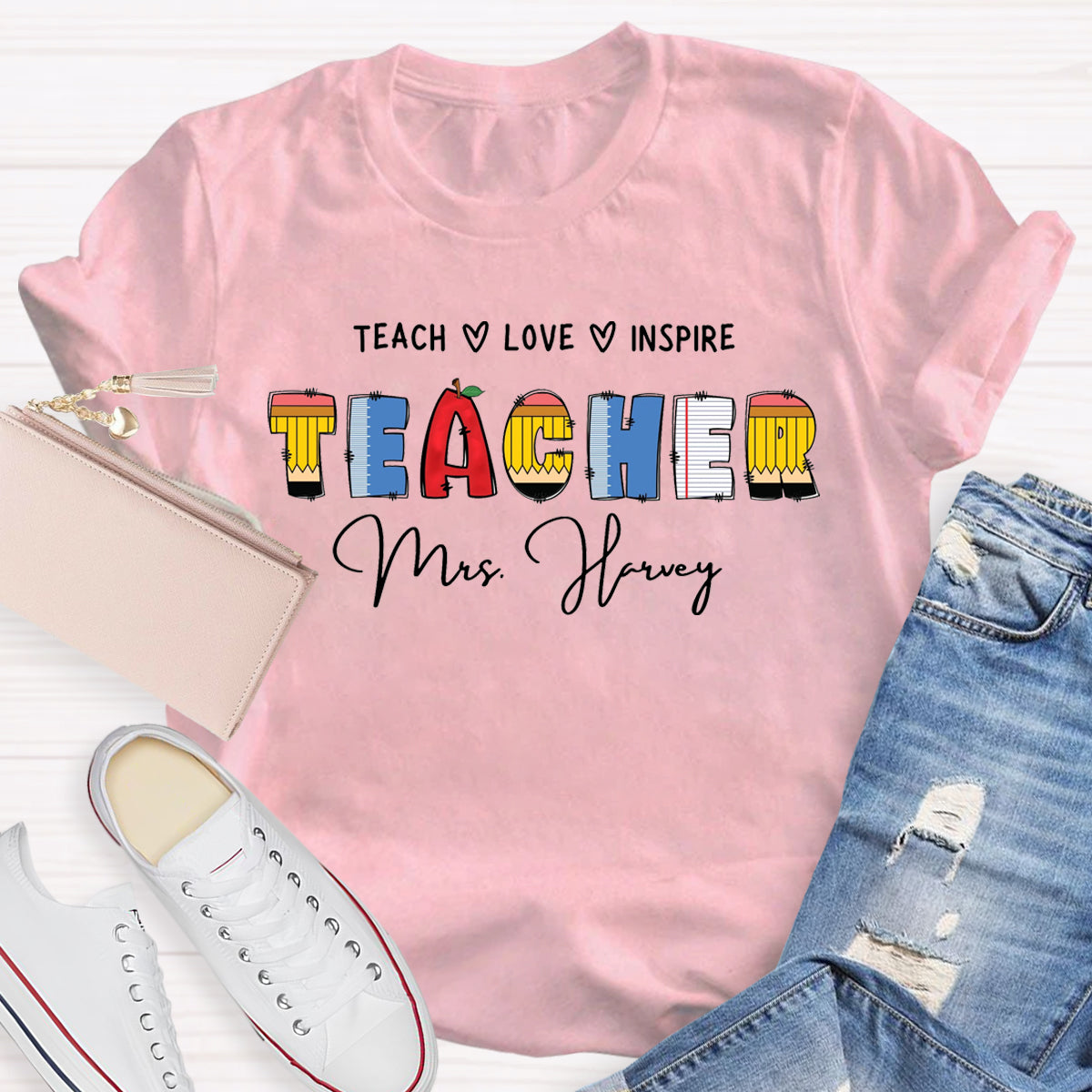 Personalized Name Teach Love Inspire T-Shirt