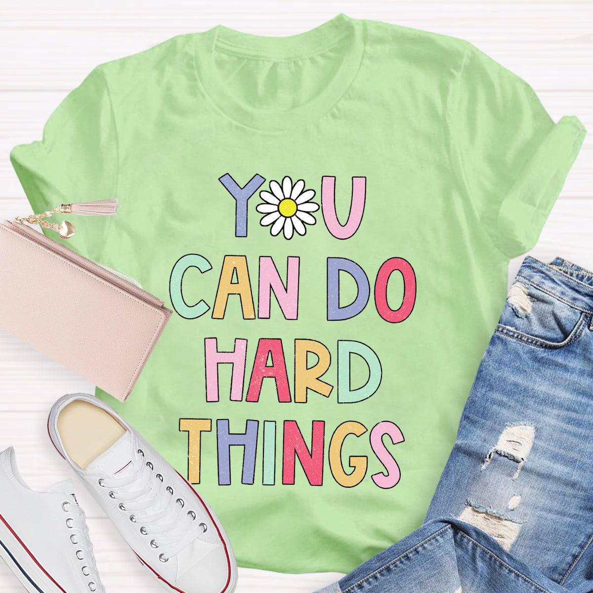 Floral You Can Do Hard Things T-shirt