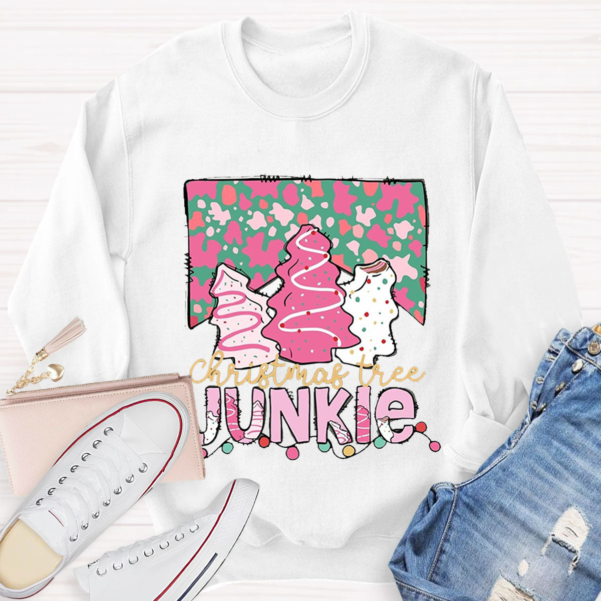 Christmas Tree Junkie Teacher Sweatshirt