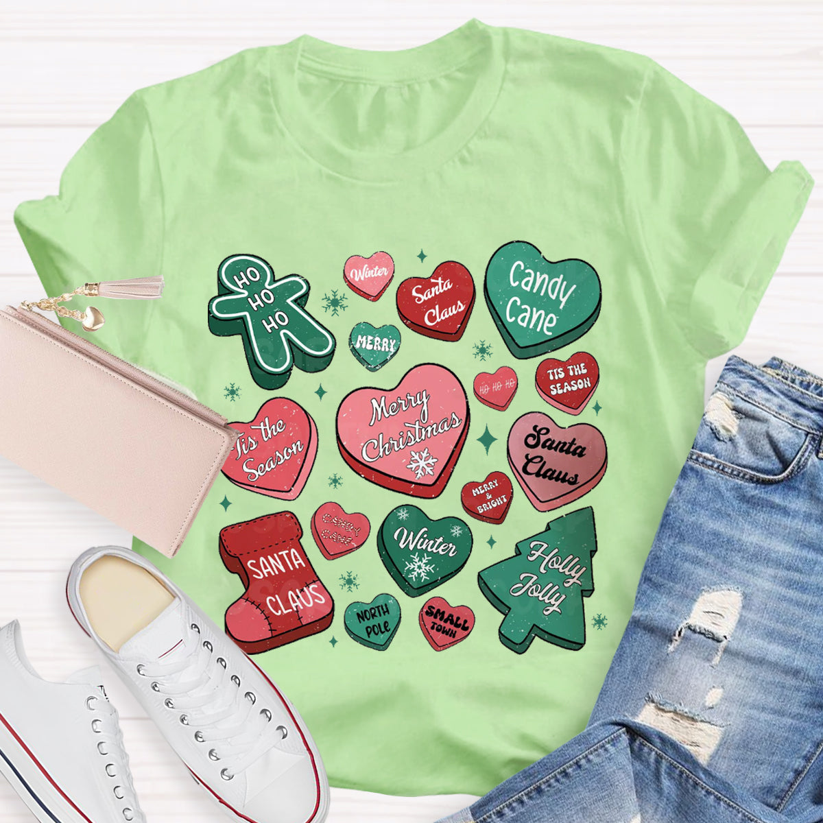 Candy Hearts Christmas T-Shirt