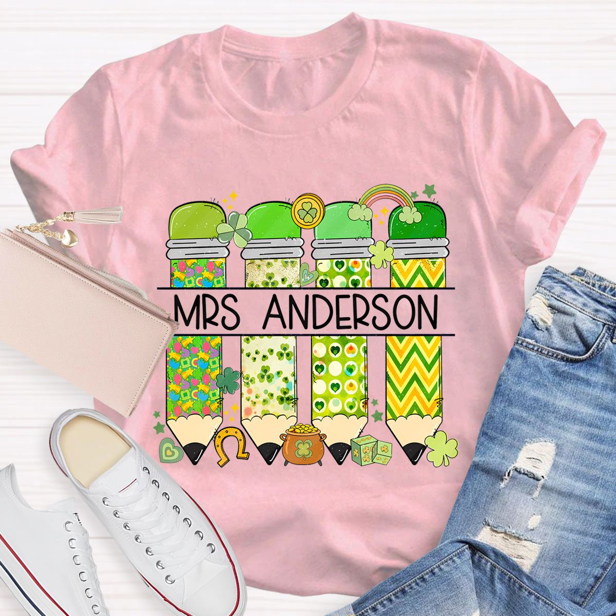 Personalized Name Teacher St. Patricks Day T-Shirt