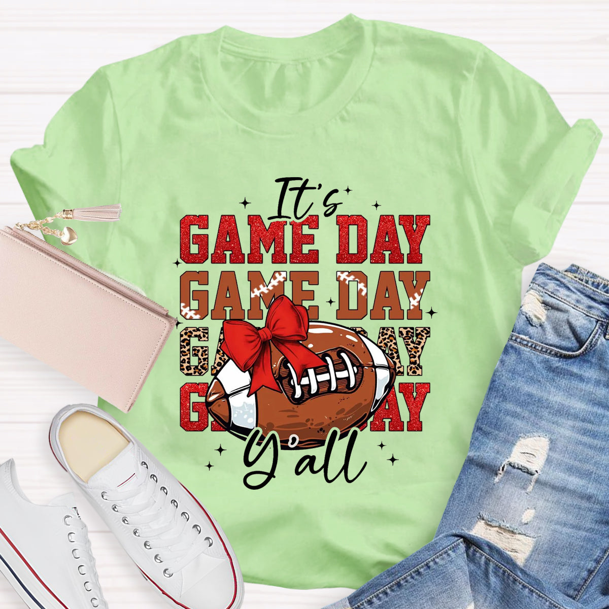 It's Game Day Yall Red Glitter T-Shirt