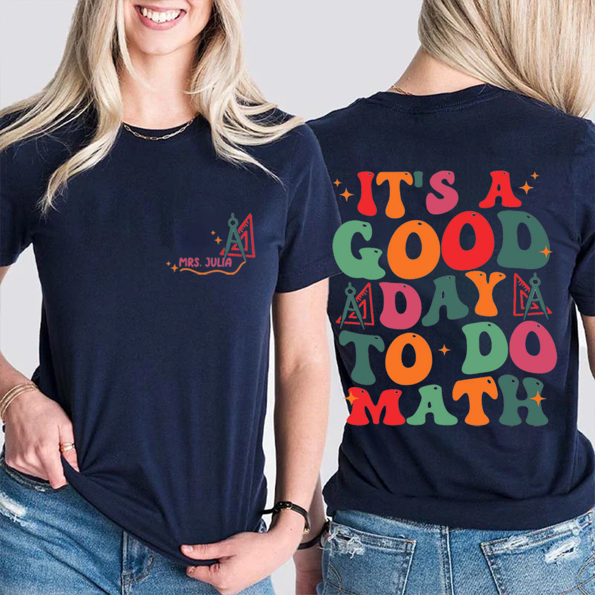 Personalized Name It's A Good Day To Do Math Double Printed T-shirt