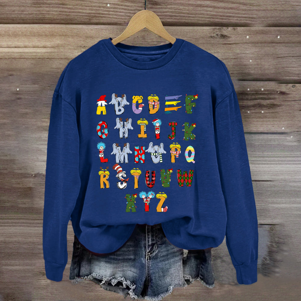 Christmas Doodle Alphabet Cat In The Hat Children's Book Sweatshirt