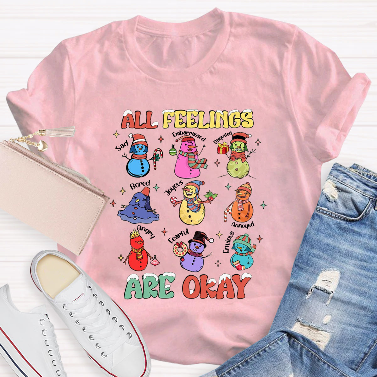 All Feelings Are Okay Snowman Feelings T-Shirt