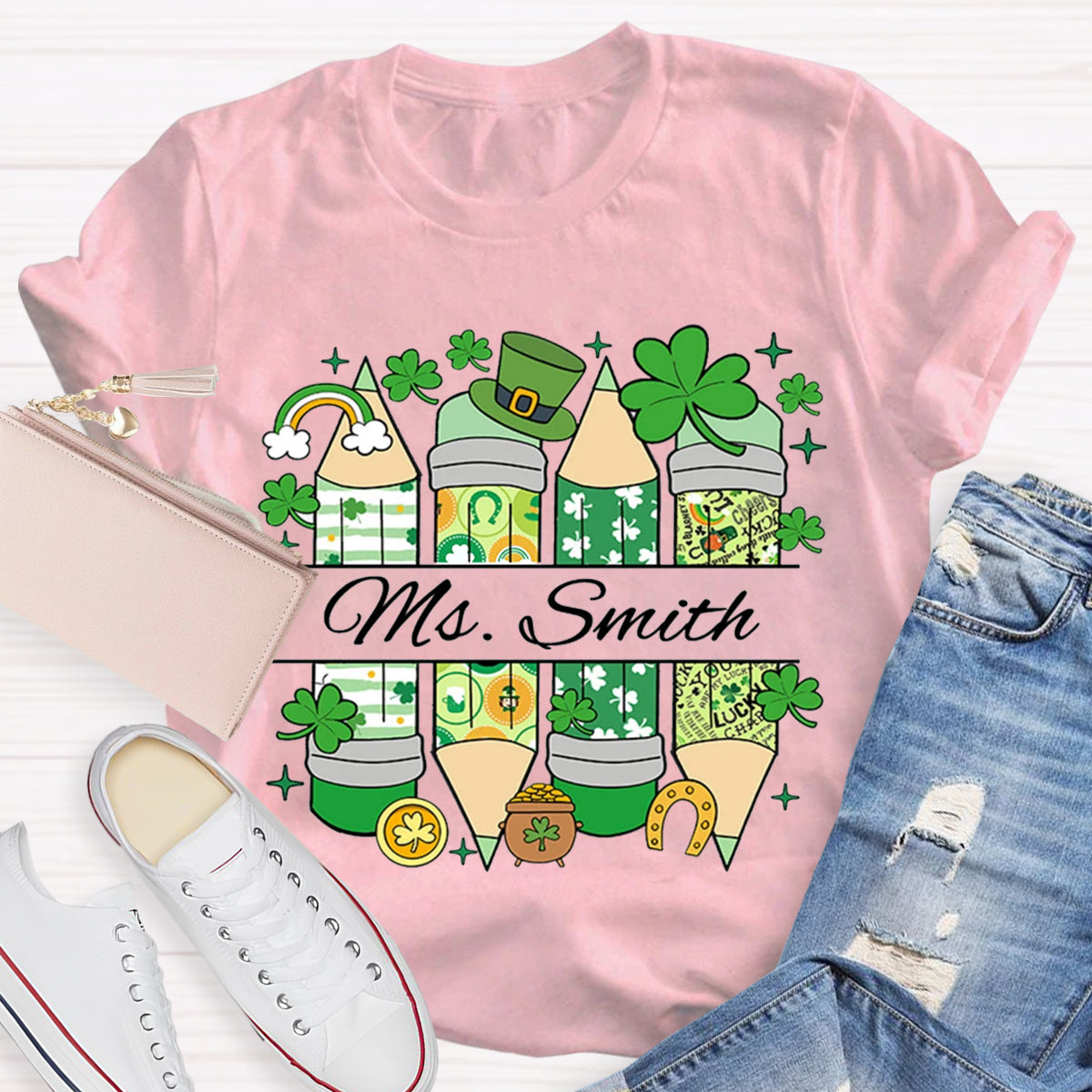 Personalized Name St. Patricks Day Teacher T-Shirt