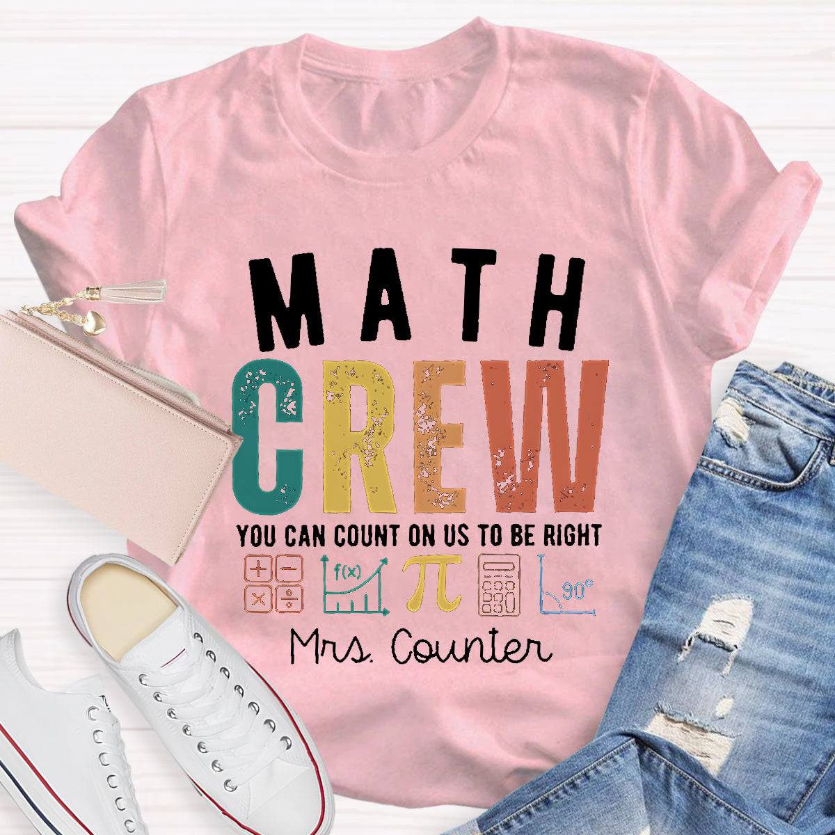 Personalized Name Of Math Crew Teacher T-Shirt