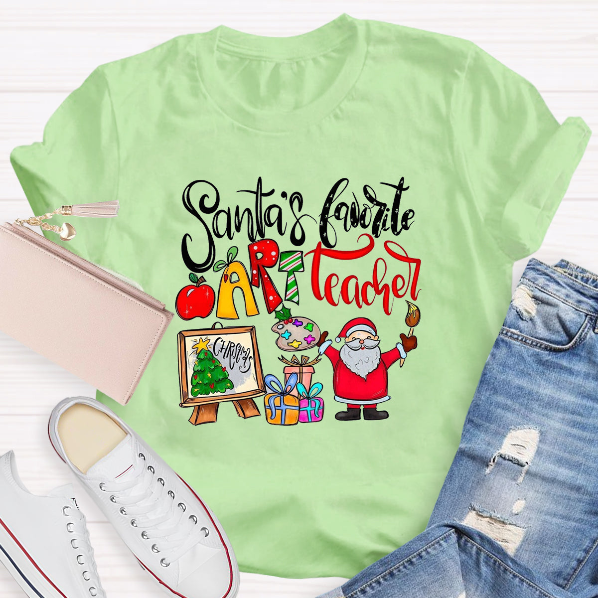 Santa's Favorite Art Teacher T-Shirt