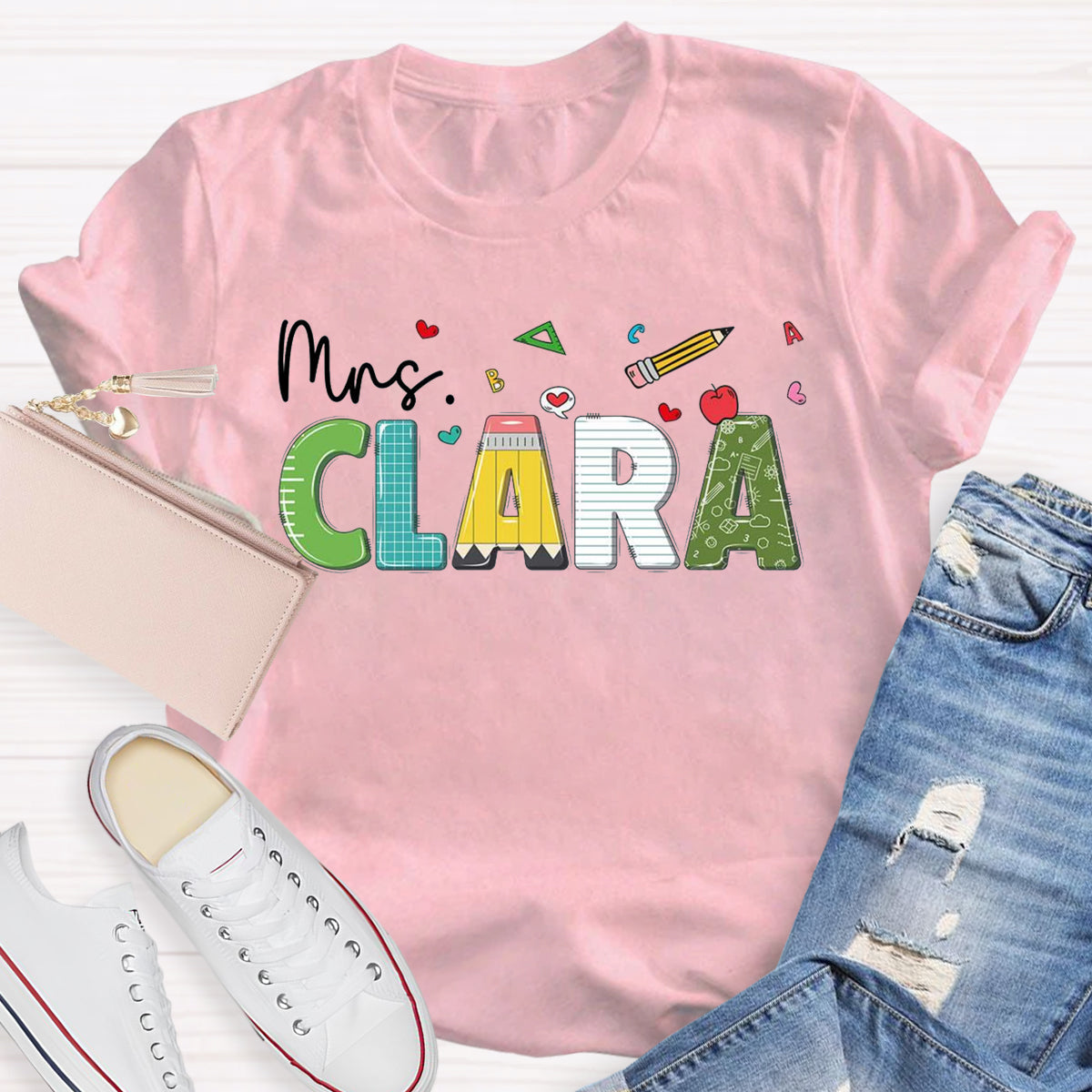 Personalized Name Mrs Clara Teacher T-Shirt