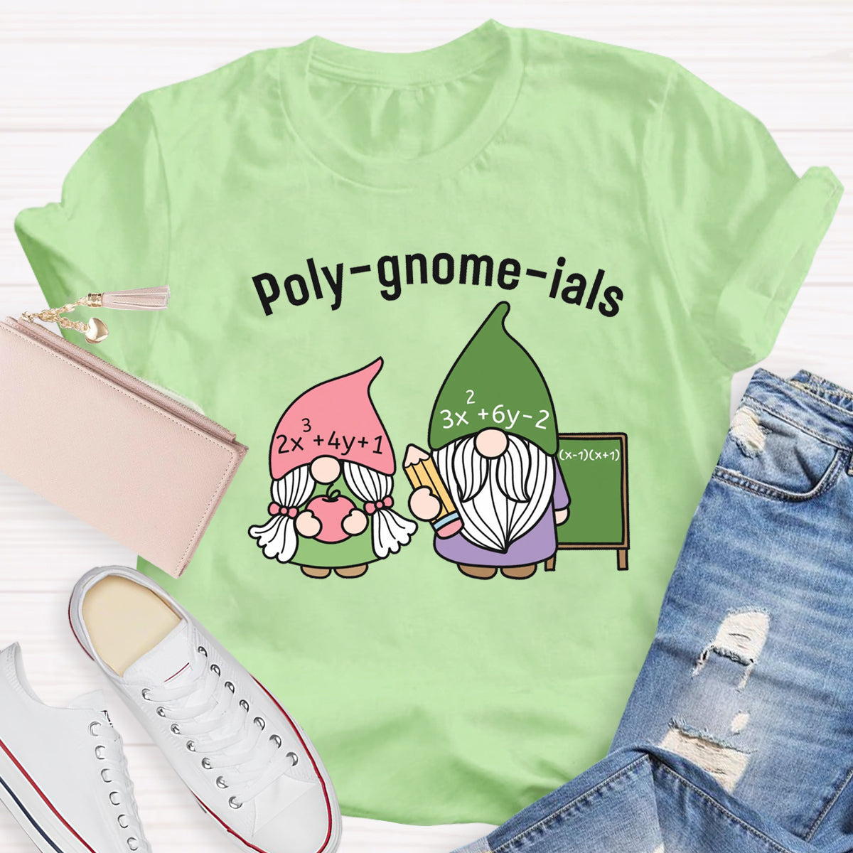 Funny Math Teacher Poly-gnome-ials Funny Gnome T-Shirt