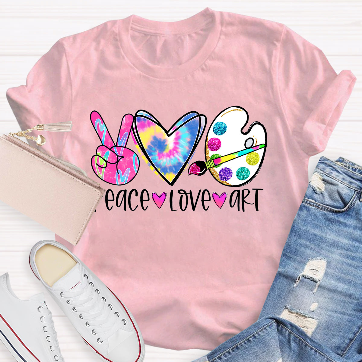 Peace Love Art Teacher T-shirt