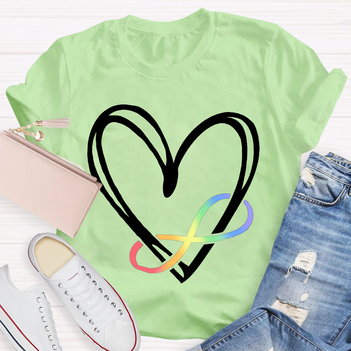 Infinity Heart Autism Awareness Love Needs No Words T-Shirt