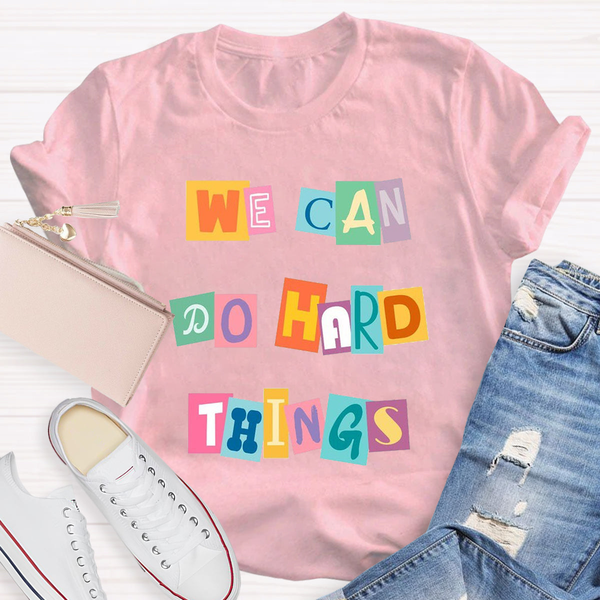 We Can Do Hard Things Color Blocks T-Shirt