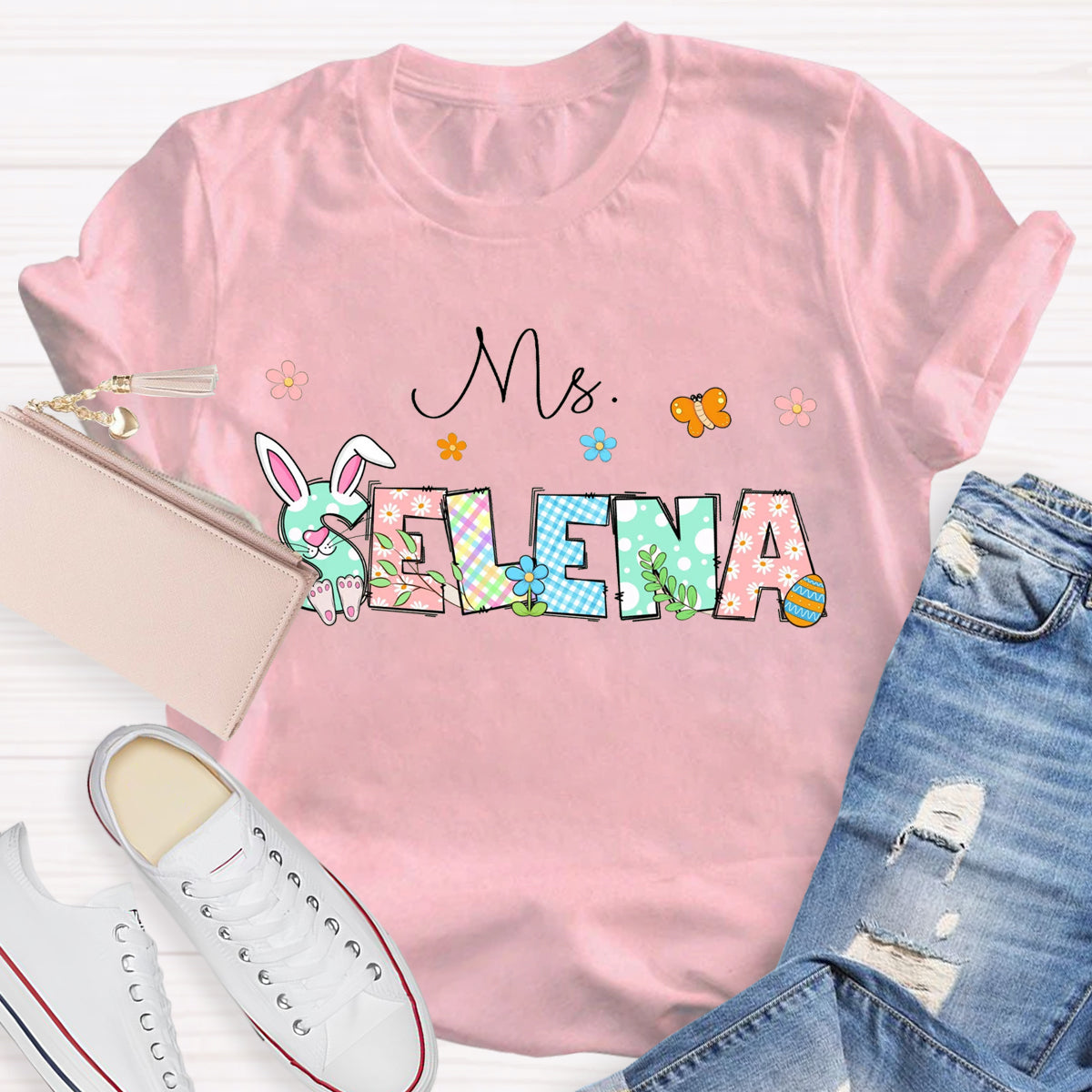 Personalized Name Easter Day Bunny T-Shirt