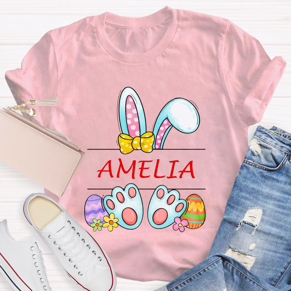 Personalized Name Happy Easter Bunny T-Shirt