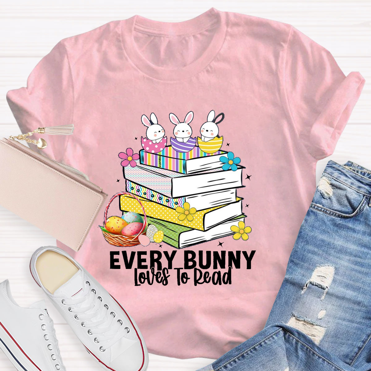 Every Bunny Loves To Read Teacher T-Shirt