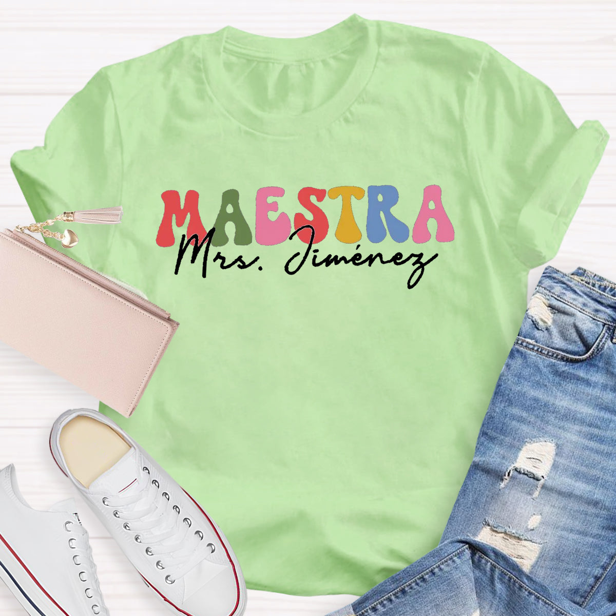 Personalized Name Maestra Spanish Teacher T-Shirt