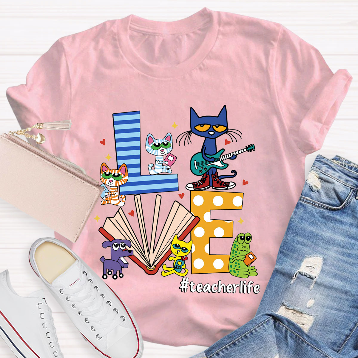 Pete the Cat Love Teacherlife Teacher T-Shirt