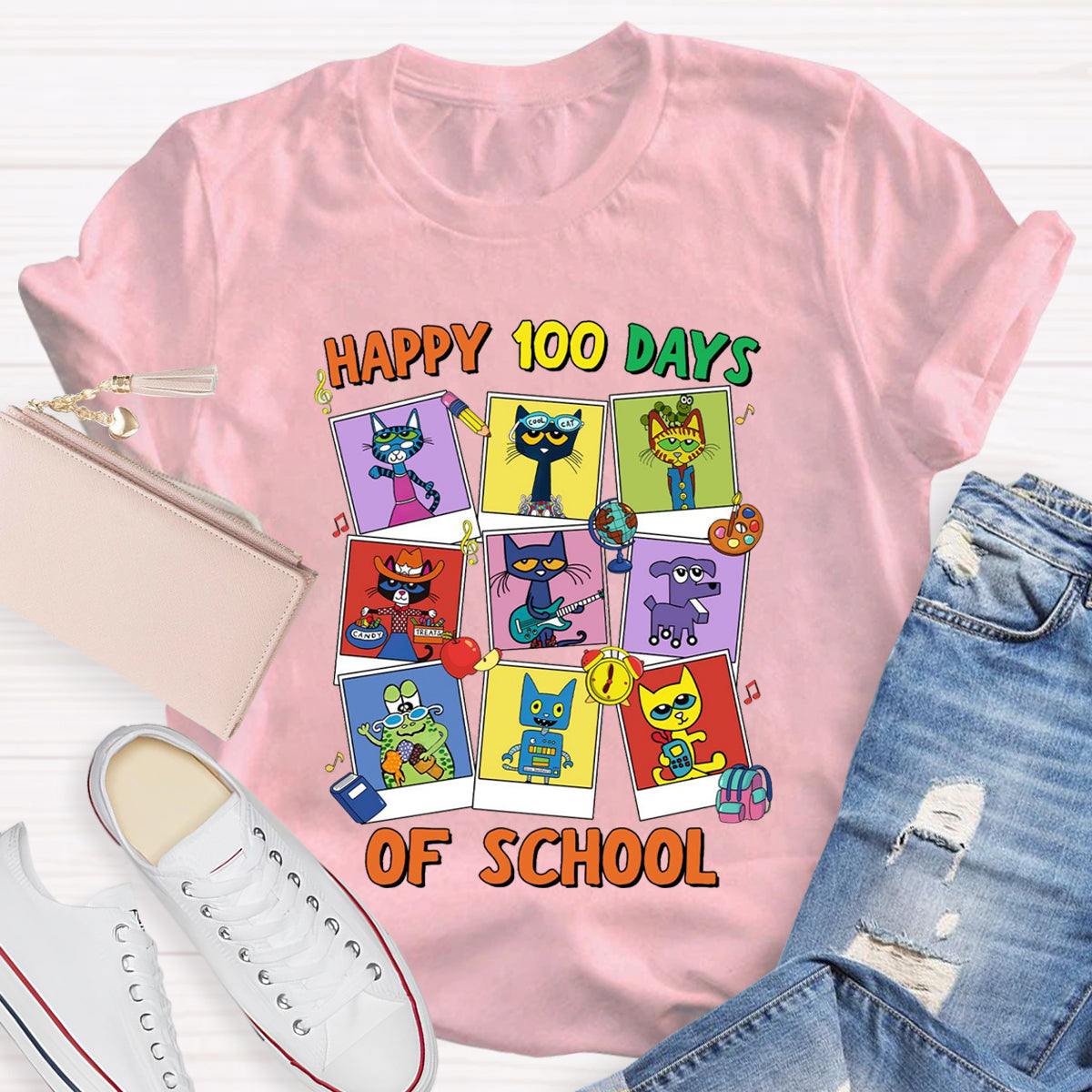 Pete The Cat Happy 100 Day Of School T-Shirt