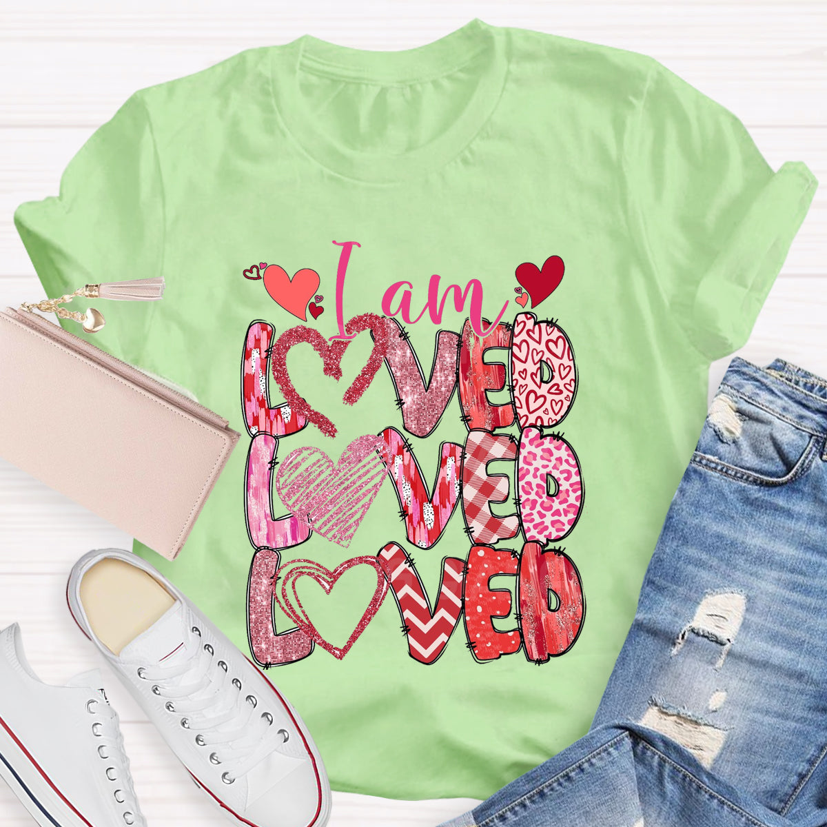 I am Loved Pink Heart T-Shirt