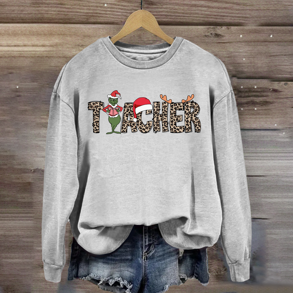 Christmas Leopard Teacher Sweatshirt