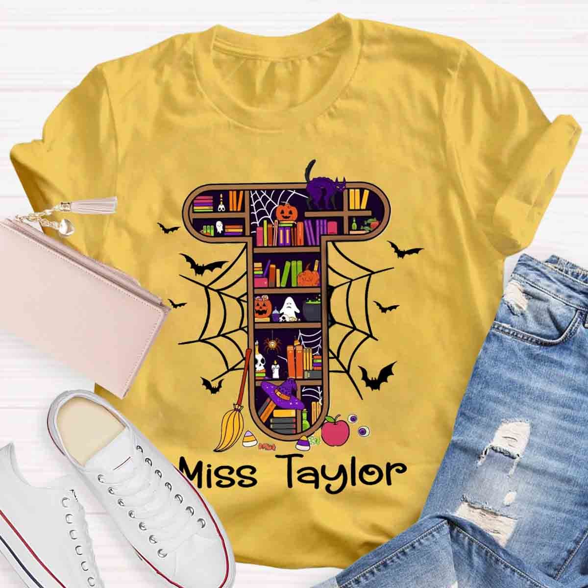 Personalized Name Halloween Spooky Teacher T-Shirt