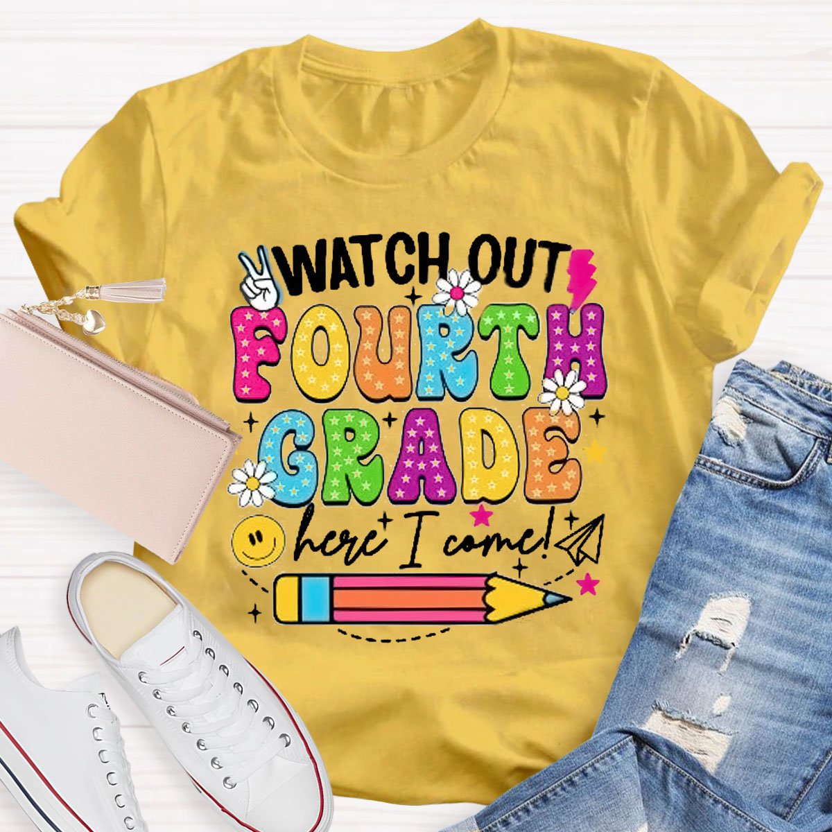 Personalized Design Teachers Grade With Flowers T-Shirt