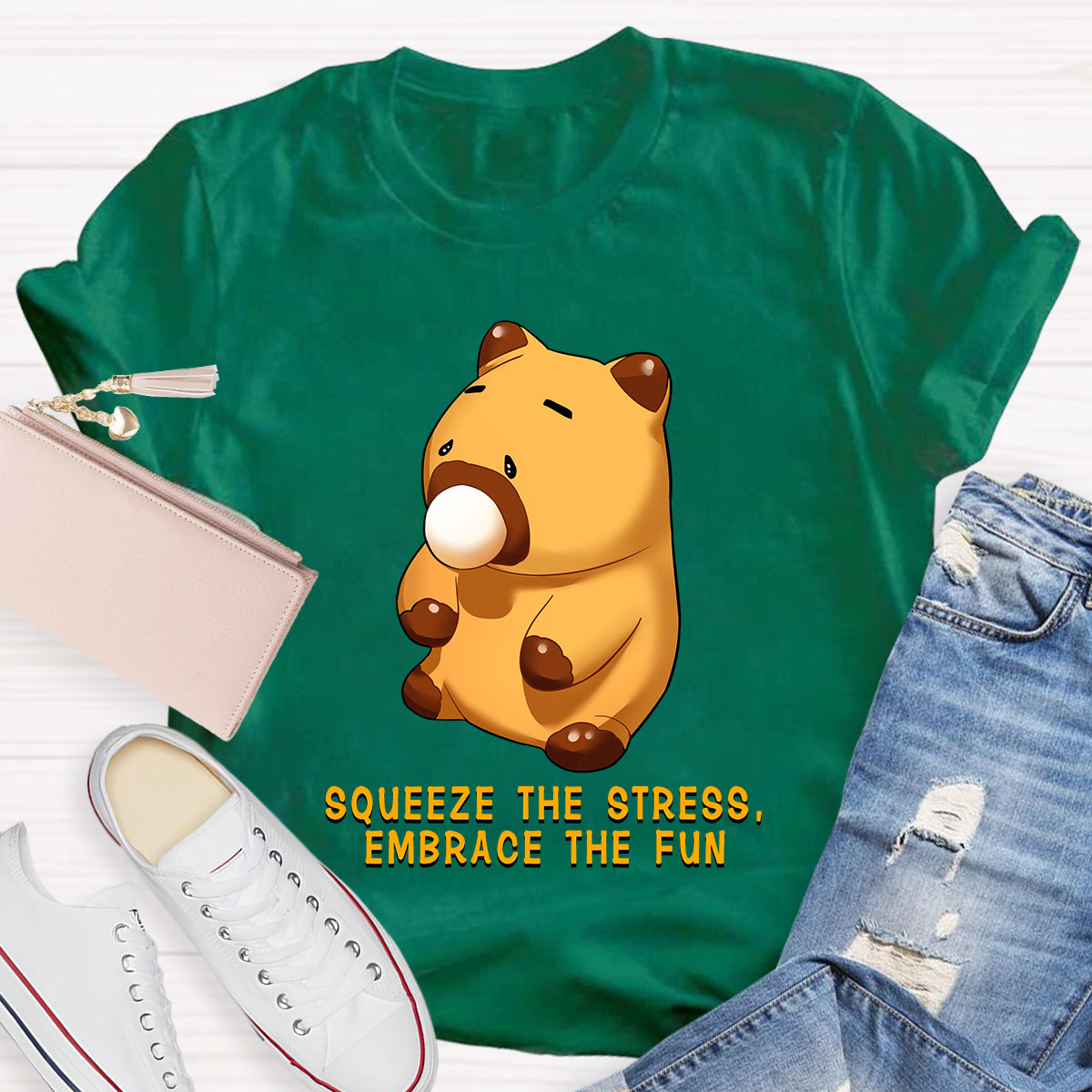 Squeeze The Stress, Embrace The Fun Capybara T-Shirt