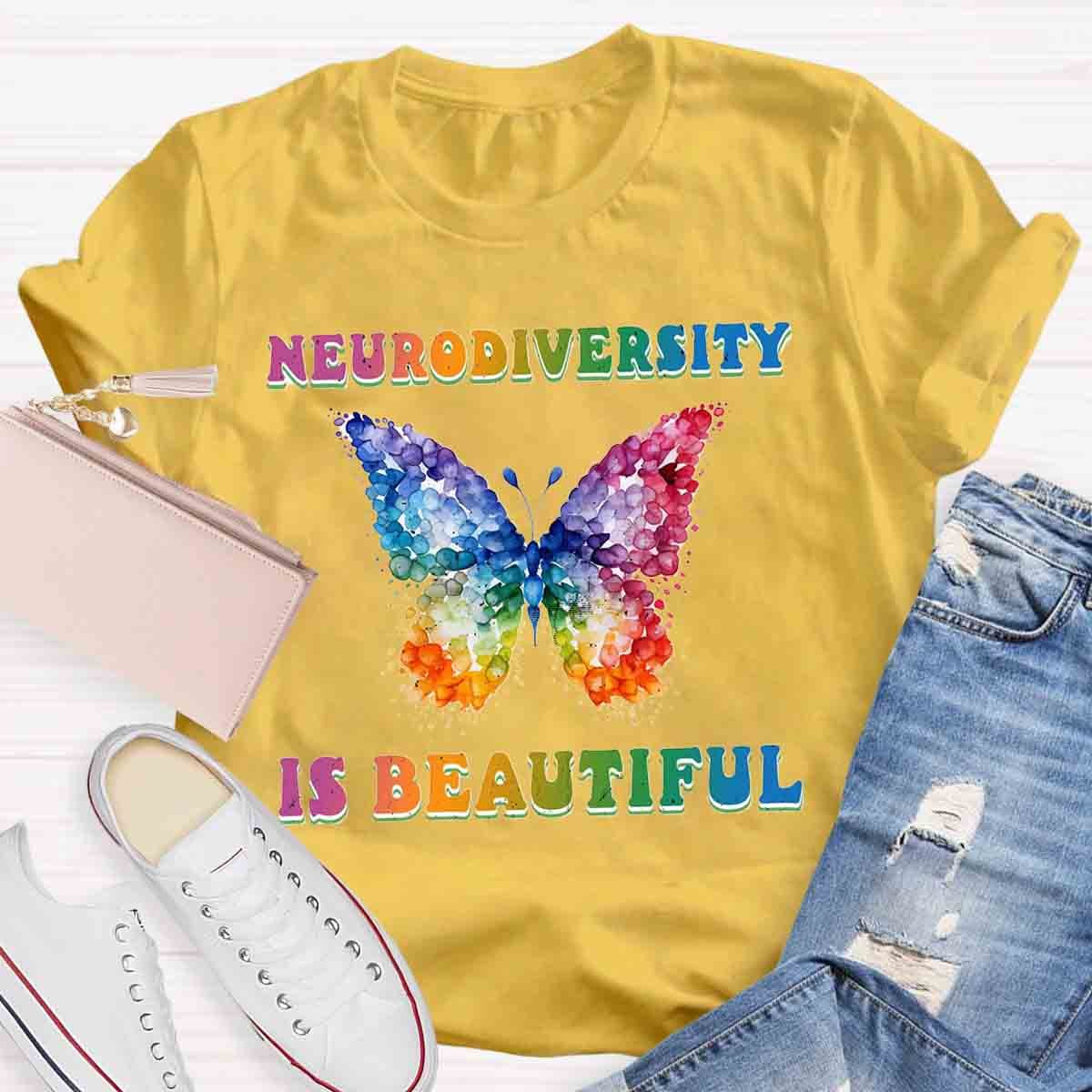 Neurodiversity is Beautiful Butterfly Design Special Ed Teacher T-Shirt