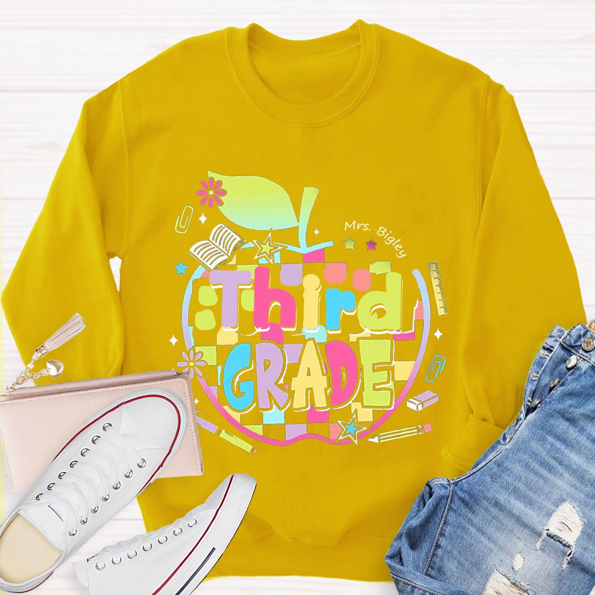 Personalized Grade And Name Apple Sweatshirt