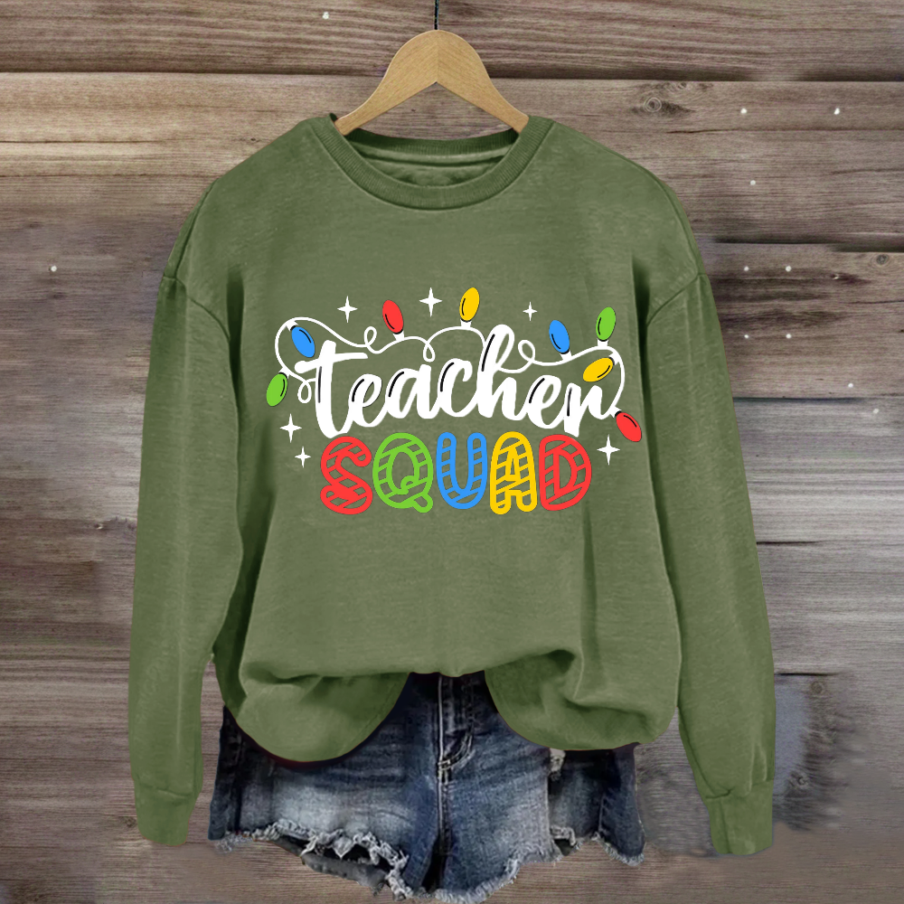 Teacher Squad Christmas Lights Sweatshirt