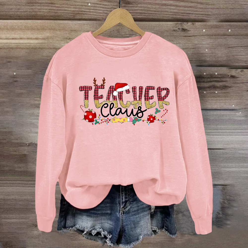 Teacher Claus Holly Teacher Christmas Sweatshirt