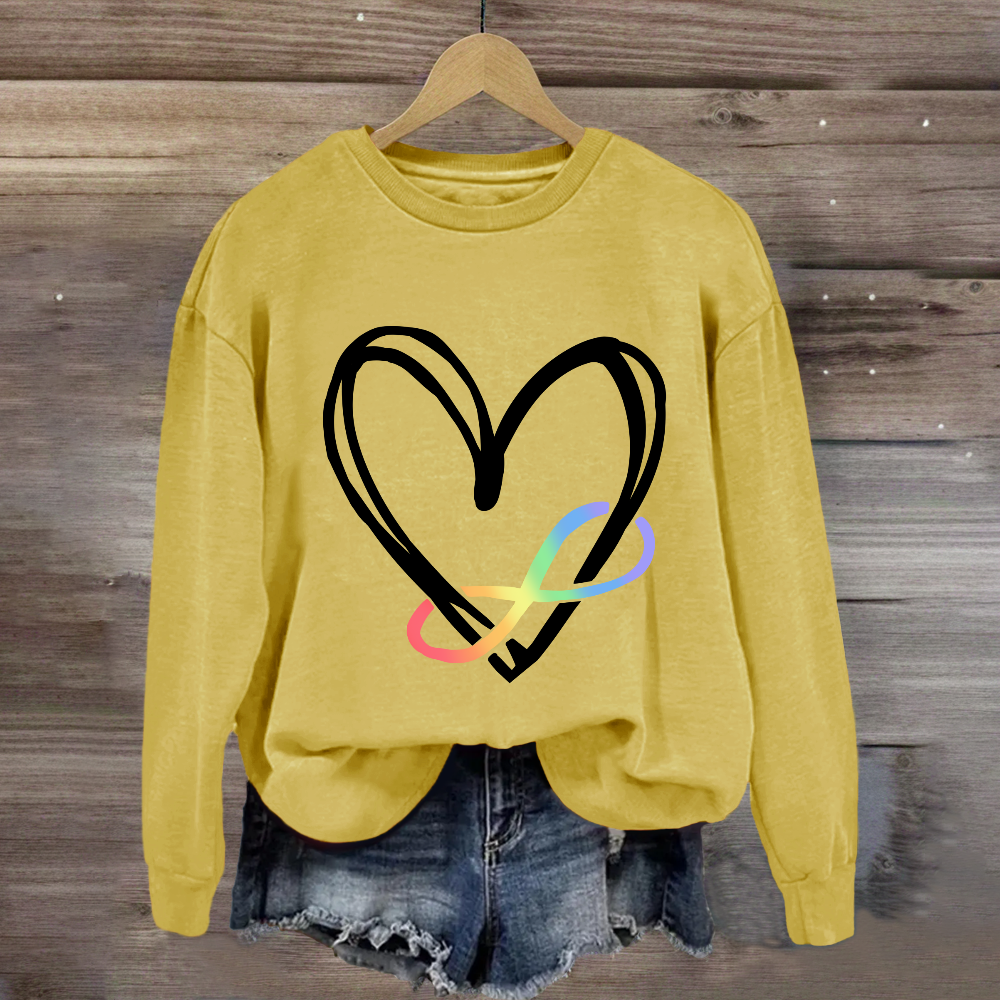 Infinity Heart Autism Awareness Love Needs No Words Sweatshirt